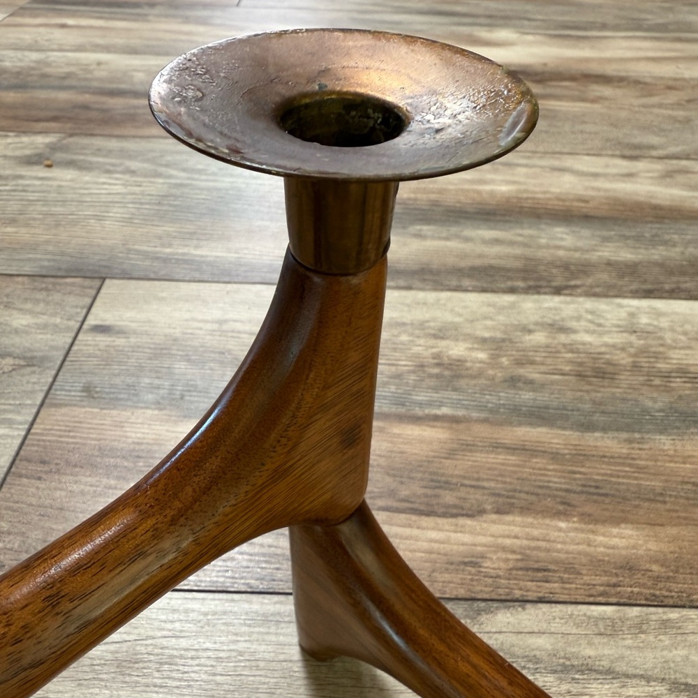 Mid-Century Danish Walnut & Brass Articulating Candle Holder - Picture 8 of 15